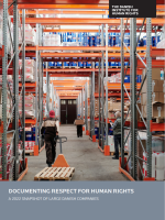 Cover of study on documenting respect for human rights. Image shows a worker pulling a wooden pallet through a storage facility