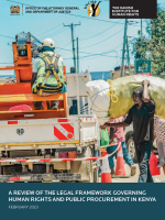 Cover of publication. Photo shows man carrying large net, another man in work clothing, wearing a helmet is sitting on truck