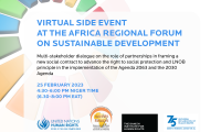 Event flyer for ARFSD event on social protection in Africa
